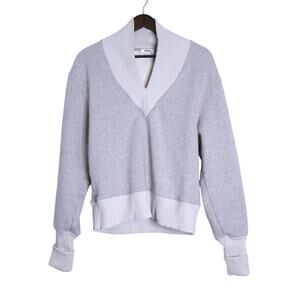 AGOLDE Klara Extended V-Neck Sweatshirt Grey Heather Pullover Women's S